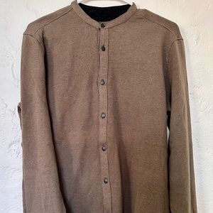 John Varvatos Joaquin Long Sleeve Easy Double Knit Shirt with Raw Hem